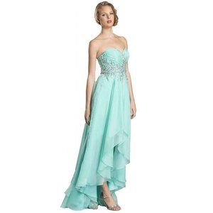 Mint Women's Formal Pleated Rhinestones beaded Long Evening Gown prom dress